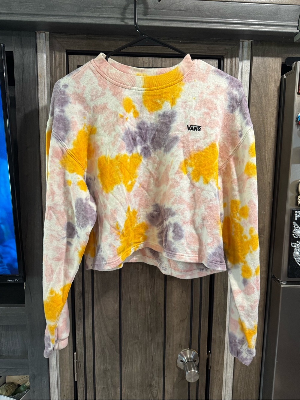 Vans Women's Tie-Dye Cropped Sweatshirt - Yellow, Purple, Pink